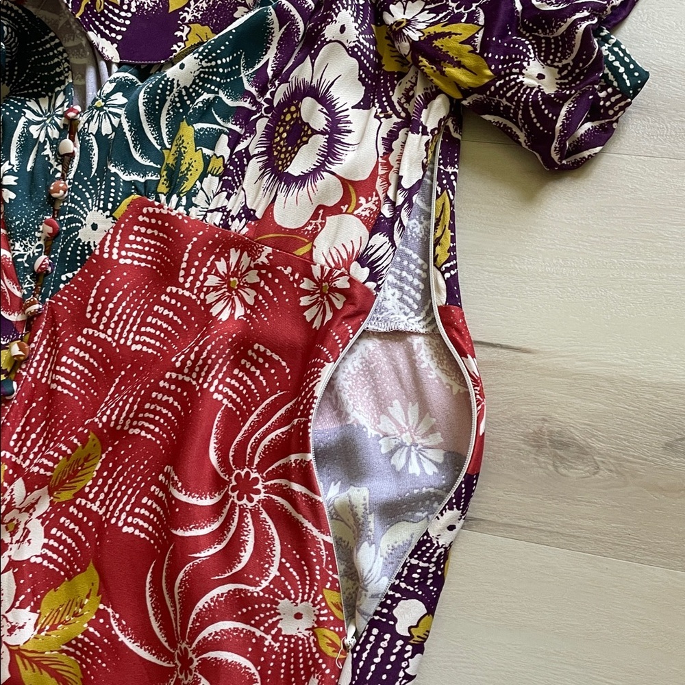 By Anthropologie V-Neck Flutter-Sleeve Buttoned Handkerchief Maxi Dress - Picture 15 of 17